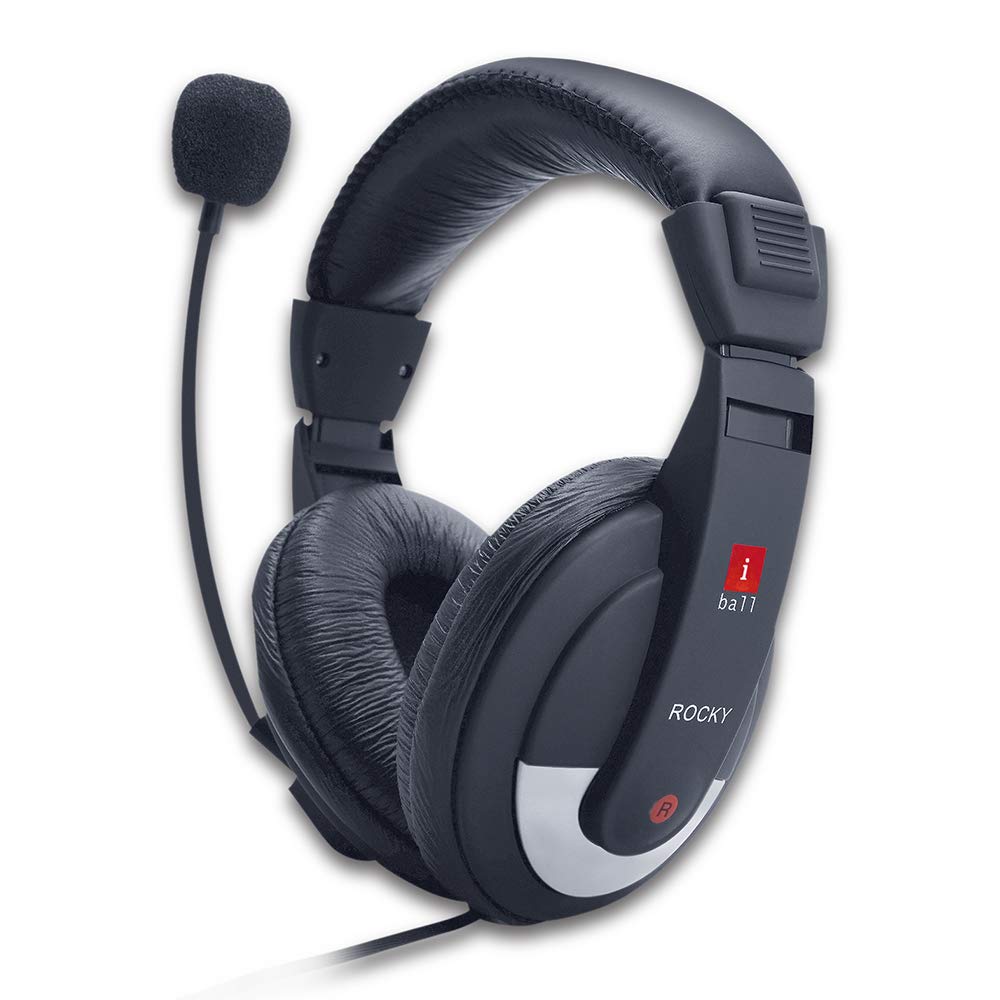 Iball Rocky Wired Over Ear Headphones with Mic (Black)