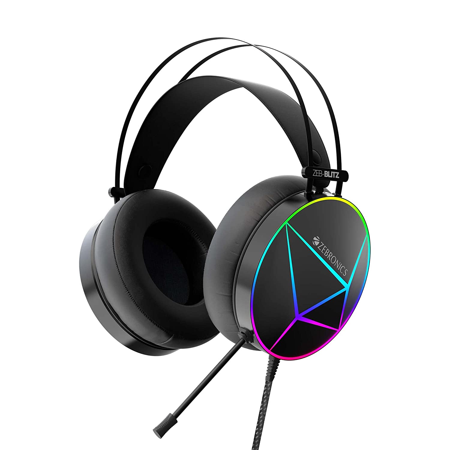 ZEBRONICS Zeb-Blitz USB Gaming Headphone with Dolby Atmos, RGB LED, Windows Software, Simulated 7.1 Surround Sound, 2.4 Meter Braided Cable, Flexible mic, Padded Headband and Ear Cushions